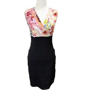 Y2K Apple Bottoms Bodycon Dress Black Bandage Floral Animal Print Low Back Sz M